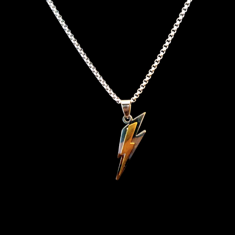 Two-tone Stainless steel lighting bolt pendant